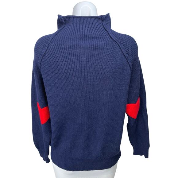 Chicwish Blue Ribbed Turtleneck Long Sleeve Heart Patched Pullover Sweater Top M - Picture 3 of 5